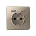 ARTGALLERY РОЗЕТКА 16А с 2 USB A+C, 5В/2,4А/3,0А, 2х5В/1,5А, механизм, ШАМПАНЬ GAL000532 - фото 6908