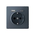 ARTGALLERY РОЗЕТКА 16А с 2 USB A+C, 5В/2,4А/3,0А, 2х5В/1,5А, механизм, ГРИФЕЛЬ GAL000732 - фото 7174