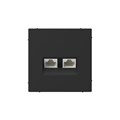 ARTGALLERY РОЗЕТКА двойная компьютерная RJ45+RJ45, кат. 5е, механизм, КАРБОН GAL001085 - фото 7495