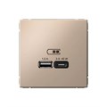 ARTGALLERY USB РОЗЕТКА A + тип-C 45Вт высокоскор.заряд. QC, PD, механизм, ПЕСОЧНЫЙ GAL001229 - фото 7703