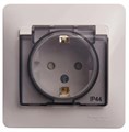 GLOSSA РОЗЕТКА с заземлением со шторками с прозрачной крышкой, 16А, IP44, в сборе, БЕЛЫЙ GSL000148 - фото 8336