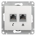 GLOSSA РОЗЕТКА двойная RJ11+RJ45 кат.5e, механизм, БЕЛЫЙ GSL000185 - фото 8518