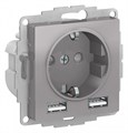 ATLASDESIGN РОЗЕТКА 16А c 2 USB A+A, 5В/2,4А, 2х5В/1,2А, механизм, АЛЮМИНИЙ ATN000330 - фото 857