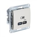 GLOSSA USB РОЗЕТКА тип-C 65Вт высокоскор.заряд. QC, PD, механизм, БЕЖЕВЫЙ GSL000227 - фото 8688