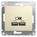 GLOSSA USB РОЗЕТКА A+A, 5В/2,1А, 2х5В/1,05А, механизм, БЕЖЕВЫЙ GSL000233 - фото 8700