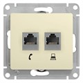GLOSSA РОЗЕТКА двойная RJ11+RJ45 кат.5e, механизм, БЕЖЕВЫЙ GSL000285 - фото 8940