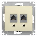 GLOSSA РОЗЕТКА двойная компьютерная RJ45+RJ45 кат. 5e, механизм, БЕЖЕВЫЙ GSL000285KK - фото 8944