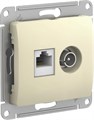 GLOSSA РОЗЕТКА двойная ТВ + компьютерная RJ45 кат. 5e, механизм, БЕЖЕВЫЙ GSL000289 - фото 8948