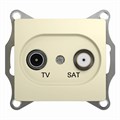 GLOSSA TV-SAT РОЗЕТКА проходная 4дБ, механизм, БЕЖЕВЫЙ GSL000298 - фото 8969
