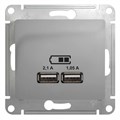 GLOSSA USB РОЗЕТКА A+A, 5В/2,1А, 2х5В/1,05А, механизм, АЛЮМИНИЙ GSL000333 - фото 9070