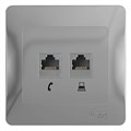 GLOSSA РОЗЕТКА двойная RJ11+RJ45 кат.5e, механизм, АЛЮМИНИЙ GSL000385 - фото 9162