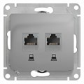 GLOSSA РОЗЕТКА двойная компьютерная RJ45+RJ45 кат. 5e, механизм, АЛЮМИНИЙ GSL000385KK - фото 9166