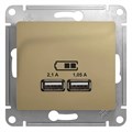 GLOSSA USB РОЗЕТКА A+A, 5В/2,1А, 2х5В/1,05А, механизм, ТИТАН GSL000433 - фото 9283