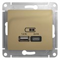 GLOSSA USB РОЗЕТКА А+С, 5В/2,4А, 2х5В/1,2А, механизм, ТИТАН GSL000439 - фото 9291