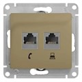 GLOSSA РОЗЕТКА двойная RJ11+RJ45 кат.5e, механизм, ТИТАН GSL000485 - фото 9364