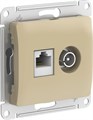 GLOSSA РОЗЕТКА двойная ТВ + компьютерная RJ45 кат. 5e, механизм, ТИТАН GSL000489 - фото 9372