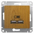 GLOSSA USB РОЗЕТКА A+A, 5В/2,1А, 2х5В/1,05А, механизм, ДУБ GSL000533 - фото 9471