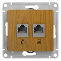 GLOSSA РОЗЕТКА двойная RJ11+RJ45 кат.5e, механизм, ДУБ GSL000585 - фото 9539