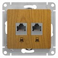 GLOSSA РОЗЕТКА двойная компьютерная RJ45+RJ45 кат. 5e, механизм, ДУБ GSL000585KK - фото 9543