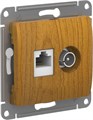 GLOSSA РОЗЕТКА двойная ТВ + компьютерная RJ45 кат. 5e, механизм, ДУБ GSL000589 - фото 9547