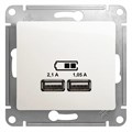 GLOSSA USB РОЗЕТКА A+A, 5В/2,1А, 2х5В/1,05А, механизм, ПЕРЛАМУТР GSL000633 - фото 9675
