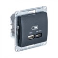 GLOSSA USB РОЗЕТКА A + тип-C 45Вт высокоскор.заряд. QC, PD, механизм, АНТРАЦИТ GSL000729 - фото 9923